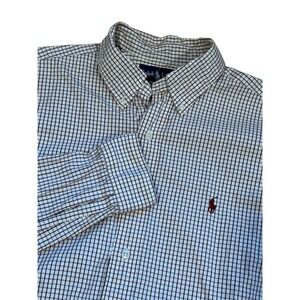Ralph Lauren Shirt Men L purple Green Check Oxford Cloth Button Down Long Sleeve
